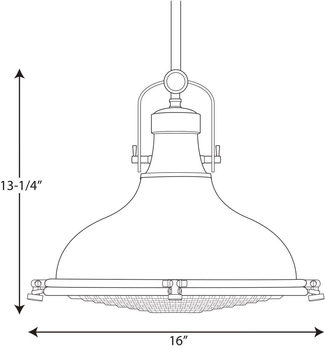 Progress Lighting, Fresnel, 1-Light Pendant, Oil Rubbed Bronze, Prismatic Glass Shade