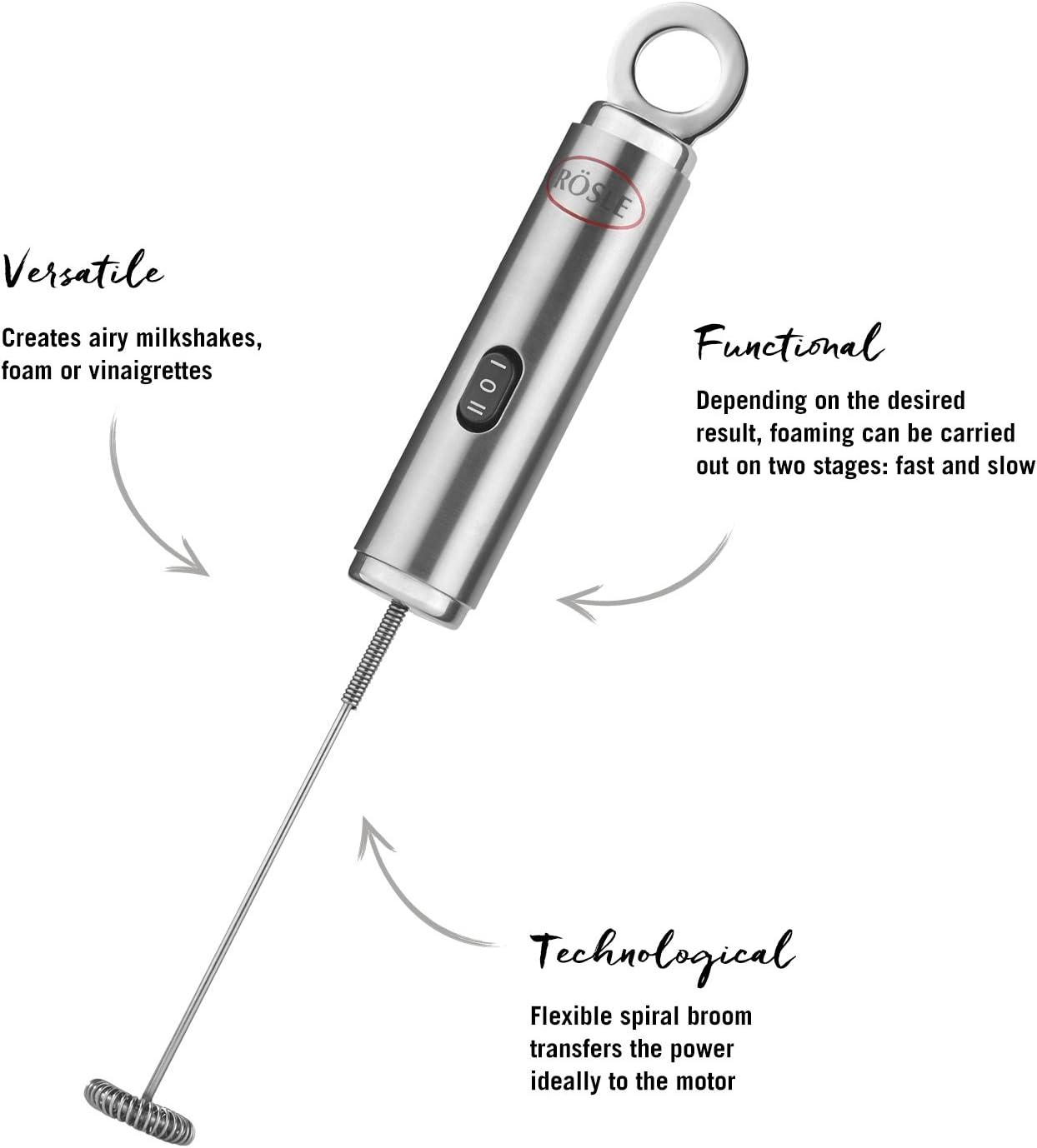 Rösle Stainless Steel Dual Speed Frother with Round Handle, 10.5-Inch