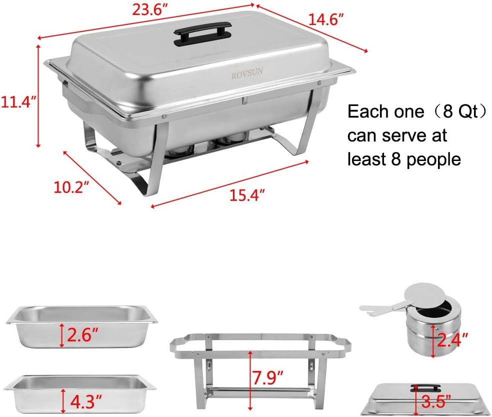 ROVSUN 8 Quart Stainless Steel Silver Chafing Dish Buffet Set 1/3 Food Pan