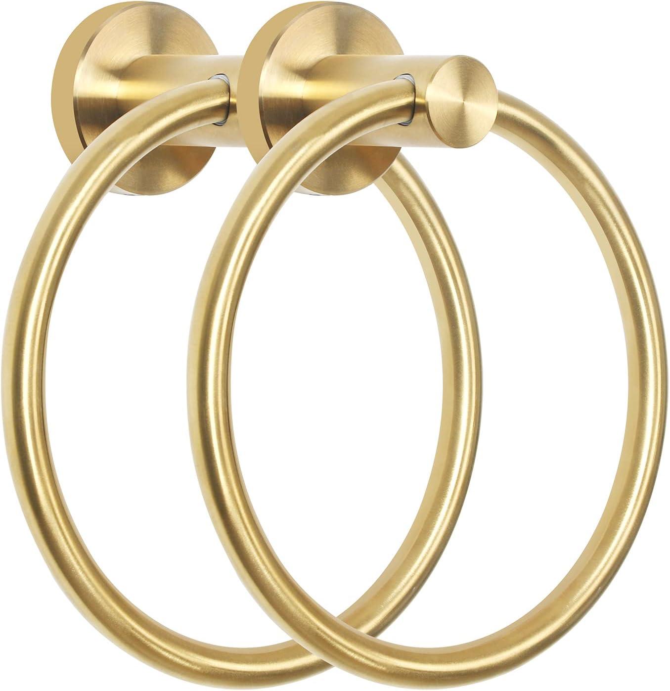 Brushed Gold Stainless Steel Wall Mounted Towel Ring Set