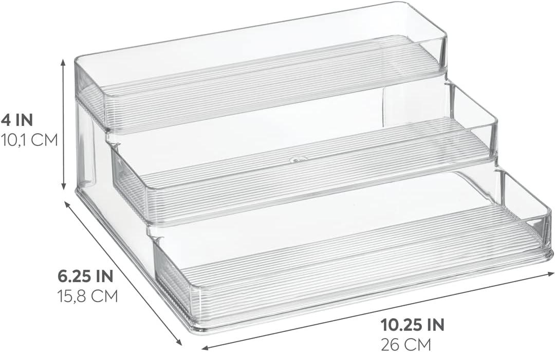 Clear 3-Tier Plastic Spice Organizer for Kitchen Cabinets