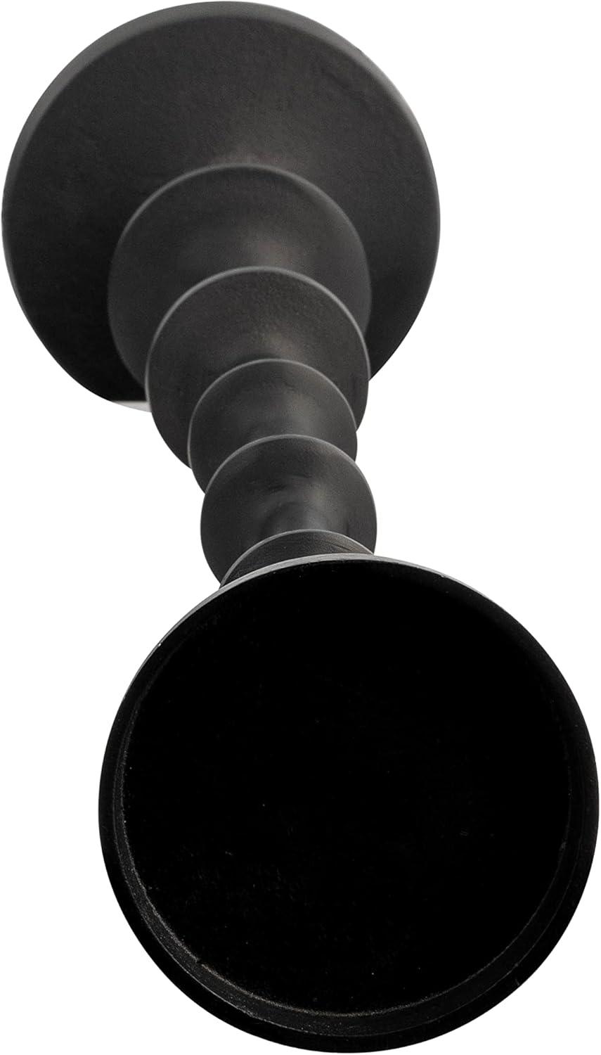 Black Aluminum Modern Floor Pillar Candleholder, 29 Inches