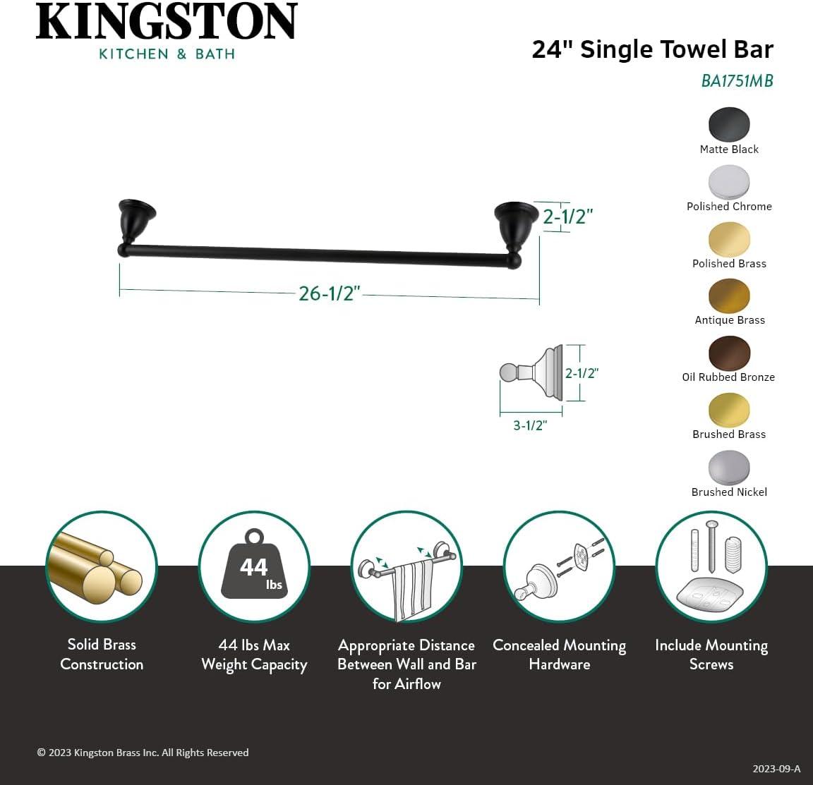 Vintage Brass 24-Inch Wall Mounted Towel Bar