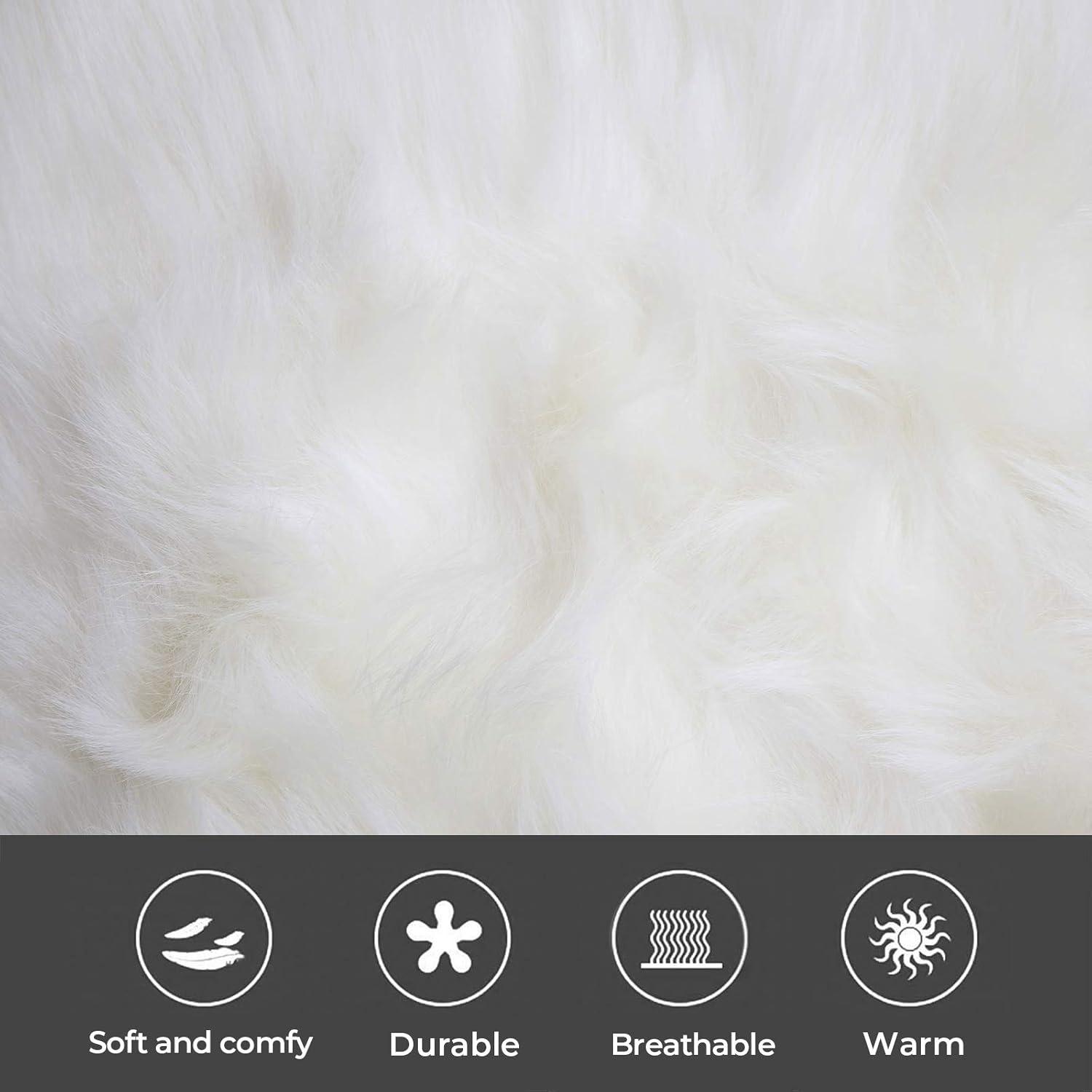 HYSEAS Set of 2 Decorative Faux Fur Throw Pillow Covers, White Fluffy Soft Fuzzy Square Cushion Cover Pillow Case for Sofa, Couch, Chair, Bed, Cafe, 18 x 18 Inches