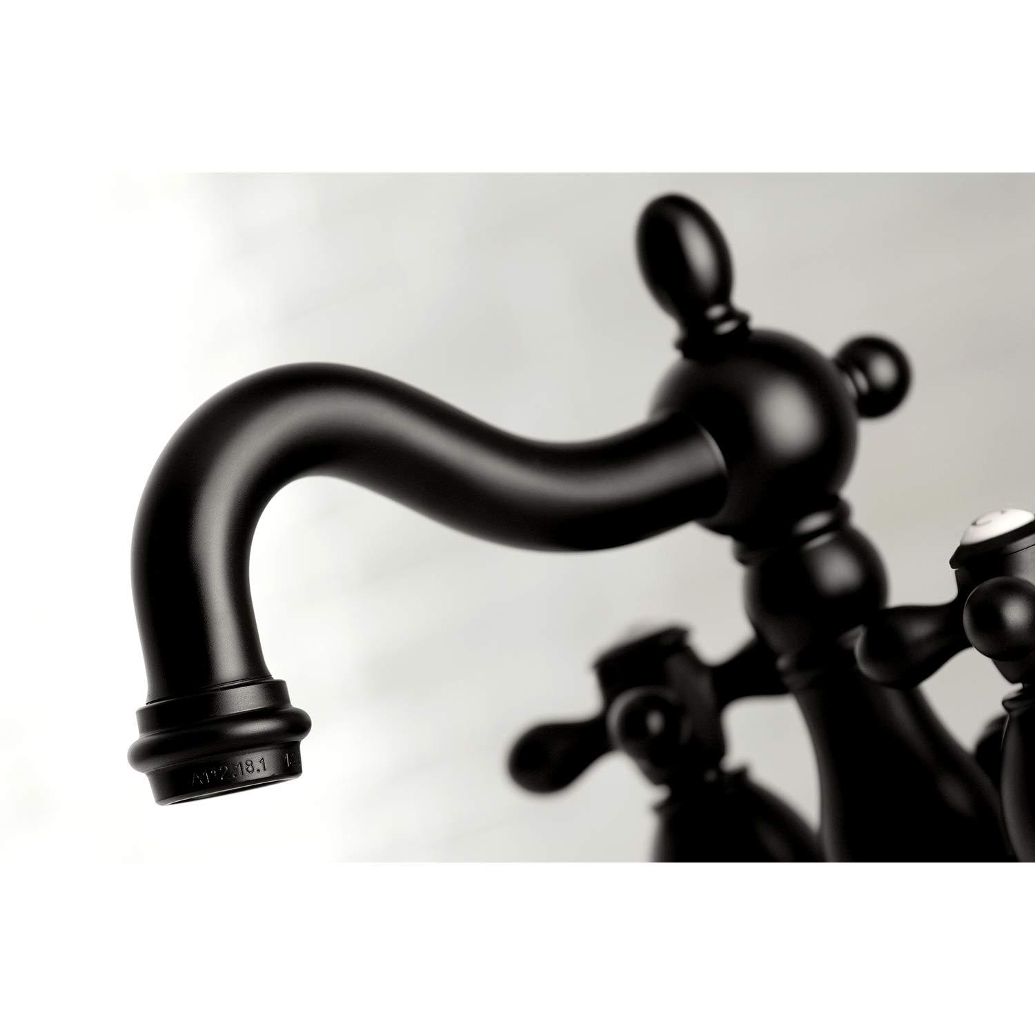 Kingston Brass Heritage Two-Handle 3-Hole Deck Mount 4" Centerset Bathroom Faucet with Plastic Pop-Up