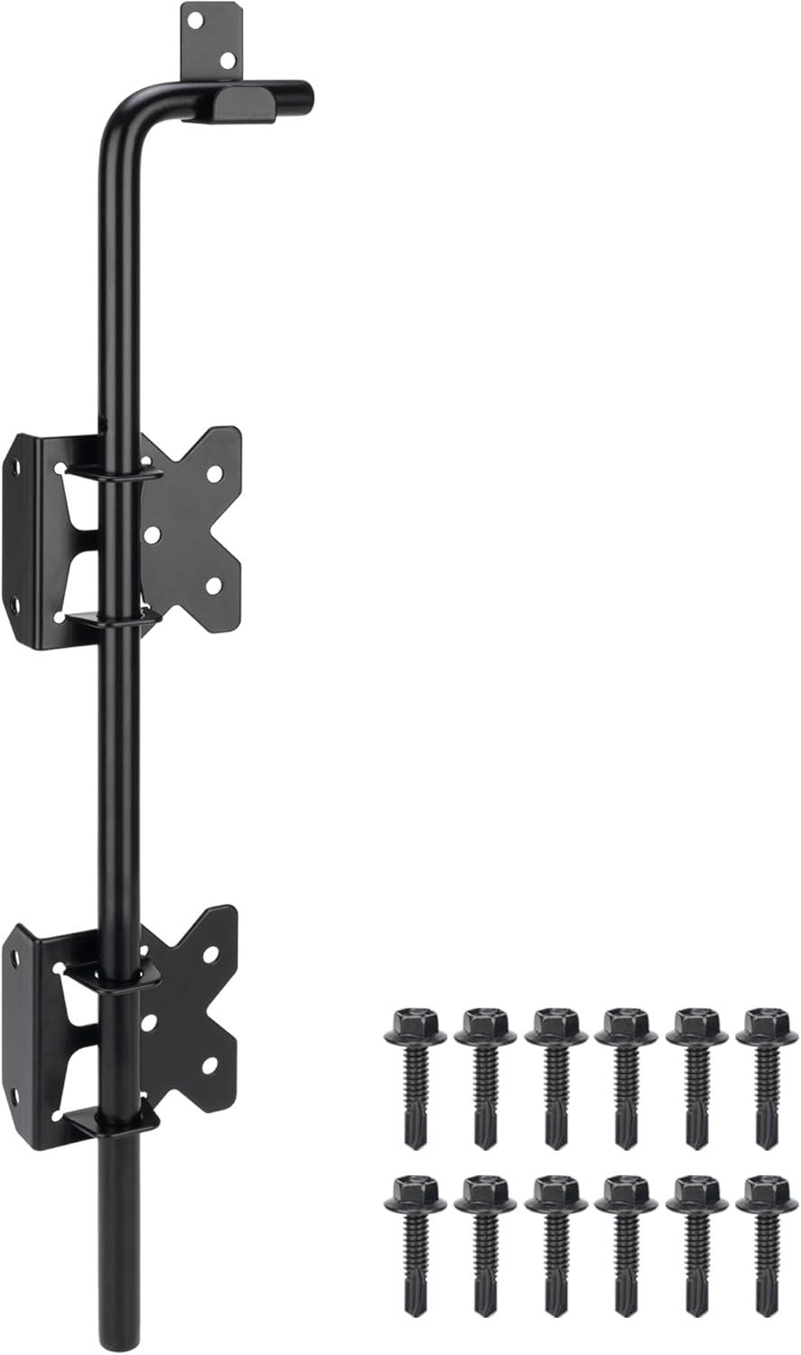 Uxcell 18" Cane Bolt Gate Drop Rod for Wood Fence, Iron Gate Hardware Ground Latch for Wooden Fence and Holding Door