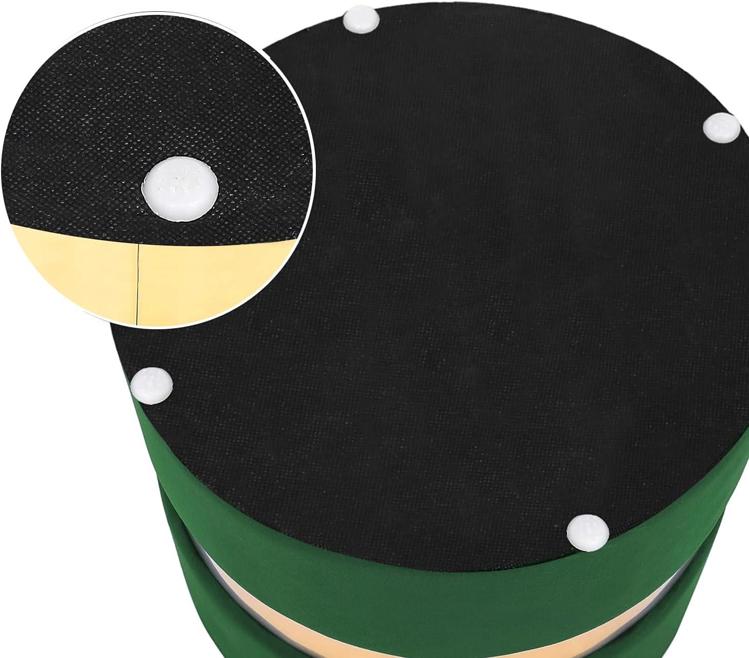 Green Velvet Round Storage Ottoman Set with Gold Accent