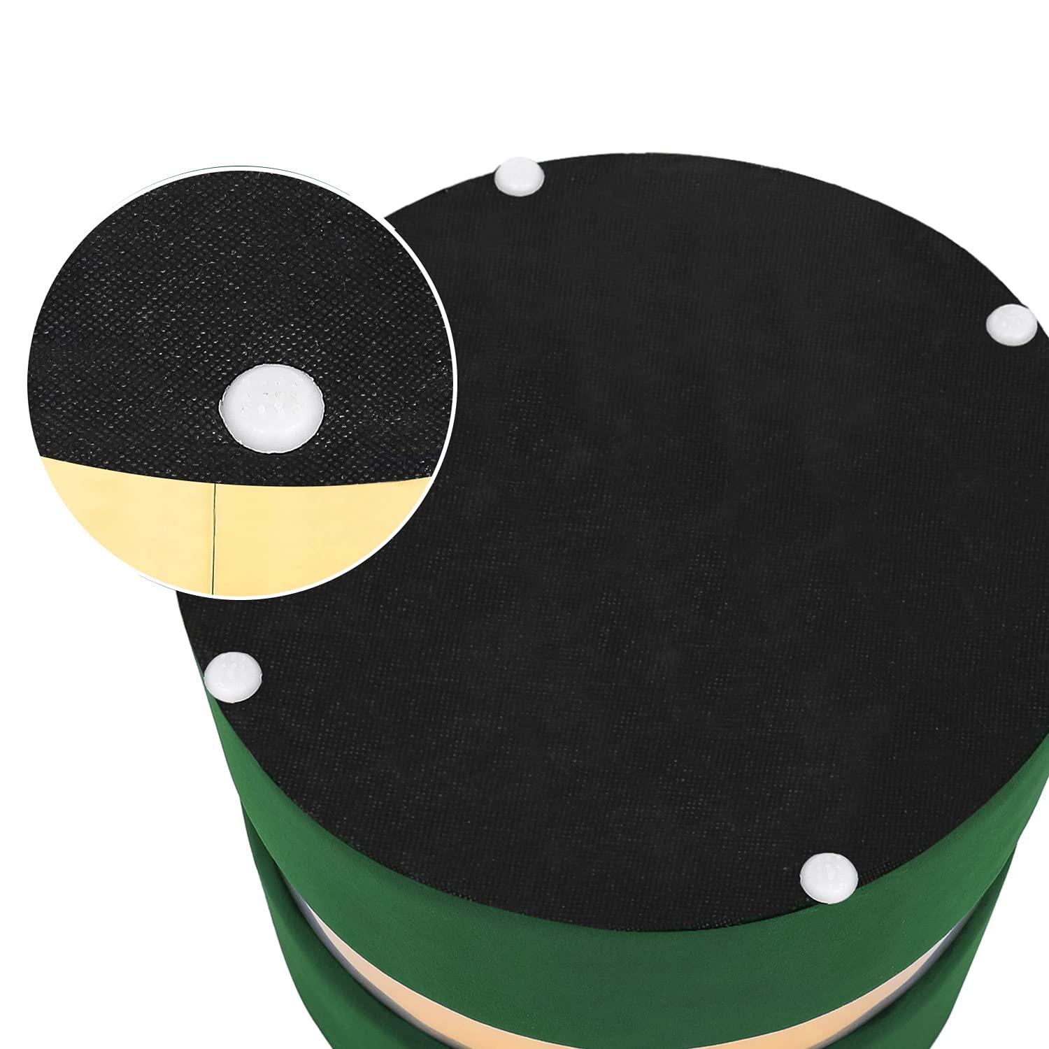 Green Velvet Round Storage Ottoman Set with Gold Accent