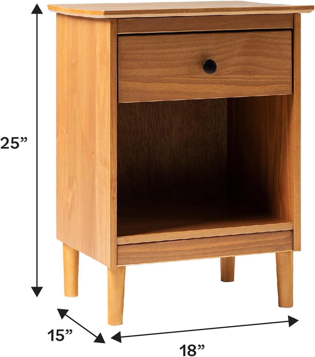 1 Drawer Solid Wood Nightstand in Caramel