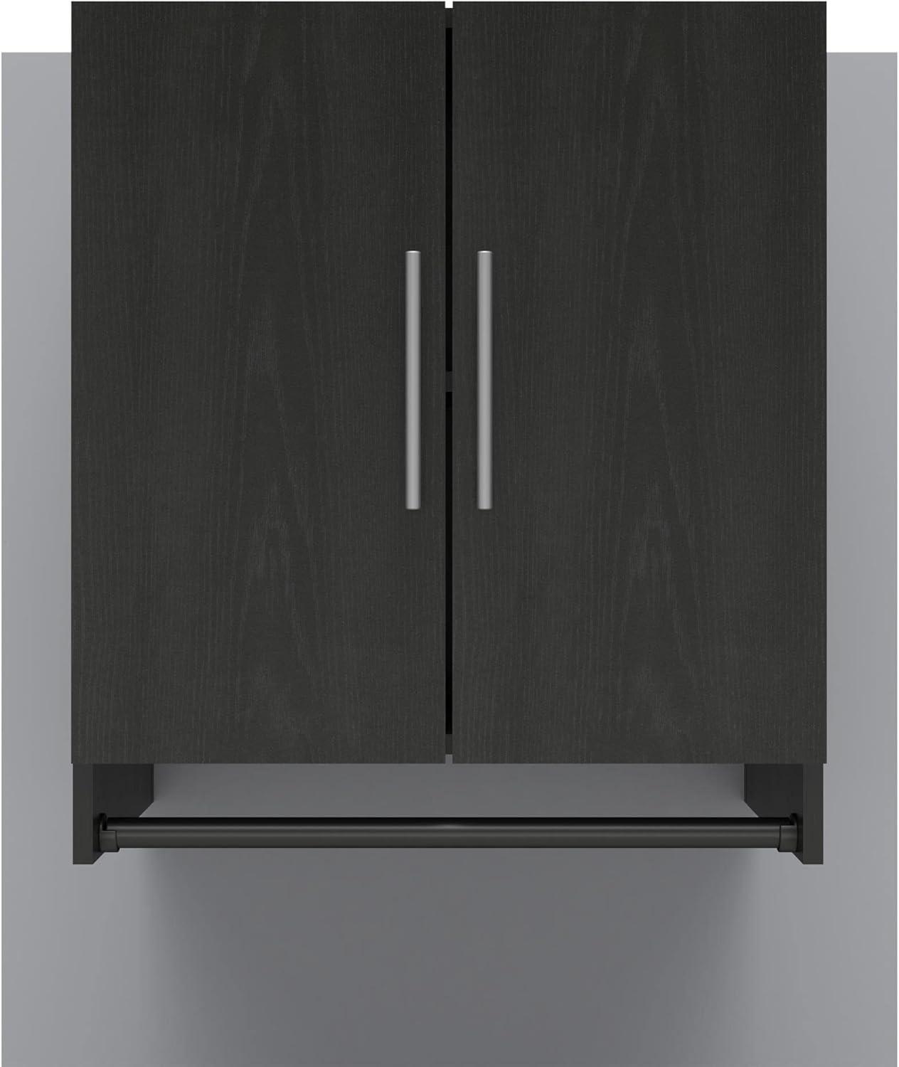 Camberly Black Oak Wall-Mounted Cabinet with Hanging Rod