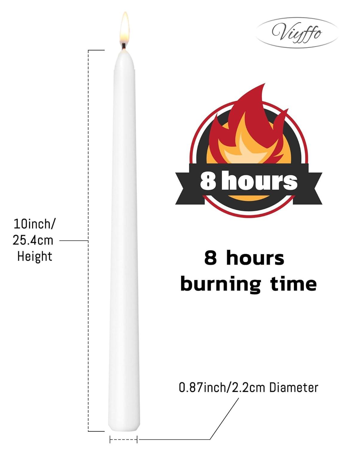 Candwax 10 inch Taper Candles Set of 4 - Dripless Taper Candles and Unscented Candlesticks - Perfect as Dinner Candles and Household Candles - White Candles