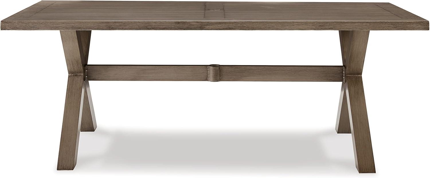 Ashley Furniture Beach Front Outdoor Aluminum Dining Table in Light Brown