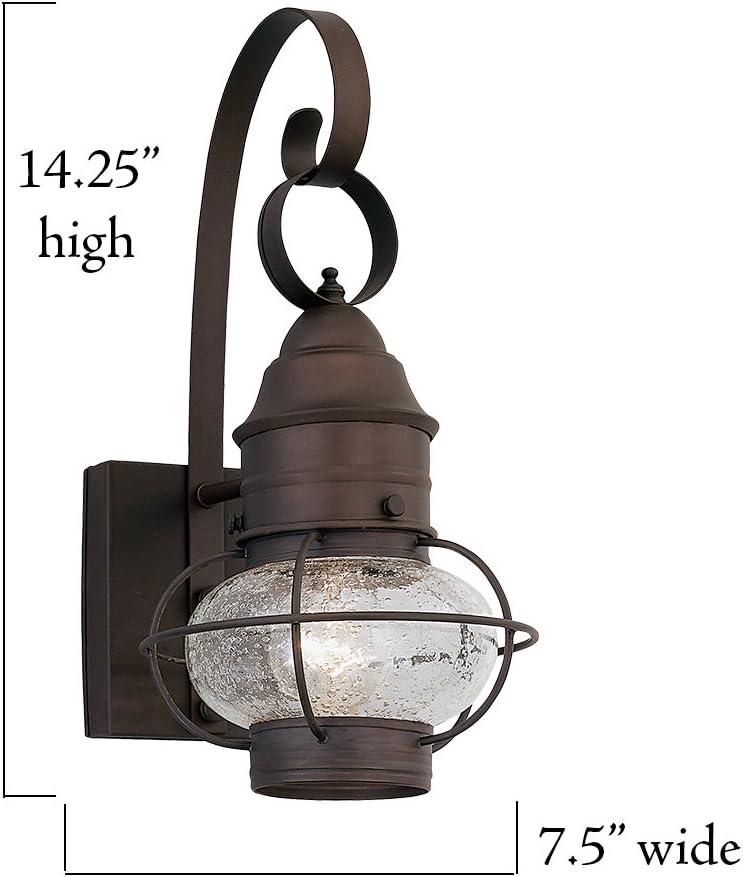 Rustique Bronze Outdoor Lantern Wall Sconce, 14.25in H