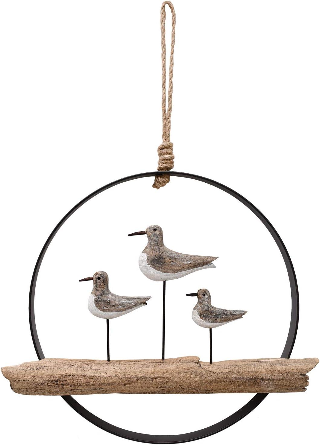 Rustic Wood and Metal Seagull Wall Hanging Decor
