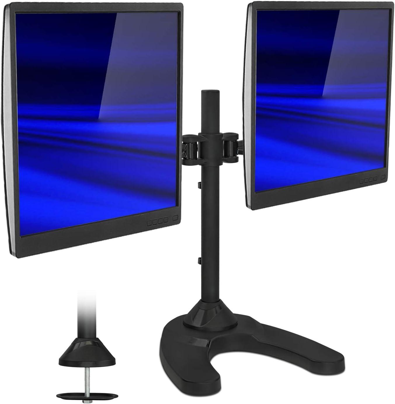 Dual Arm Freestanding Monitor Stand Height Adjustable 2 Screen Desk Mount
