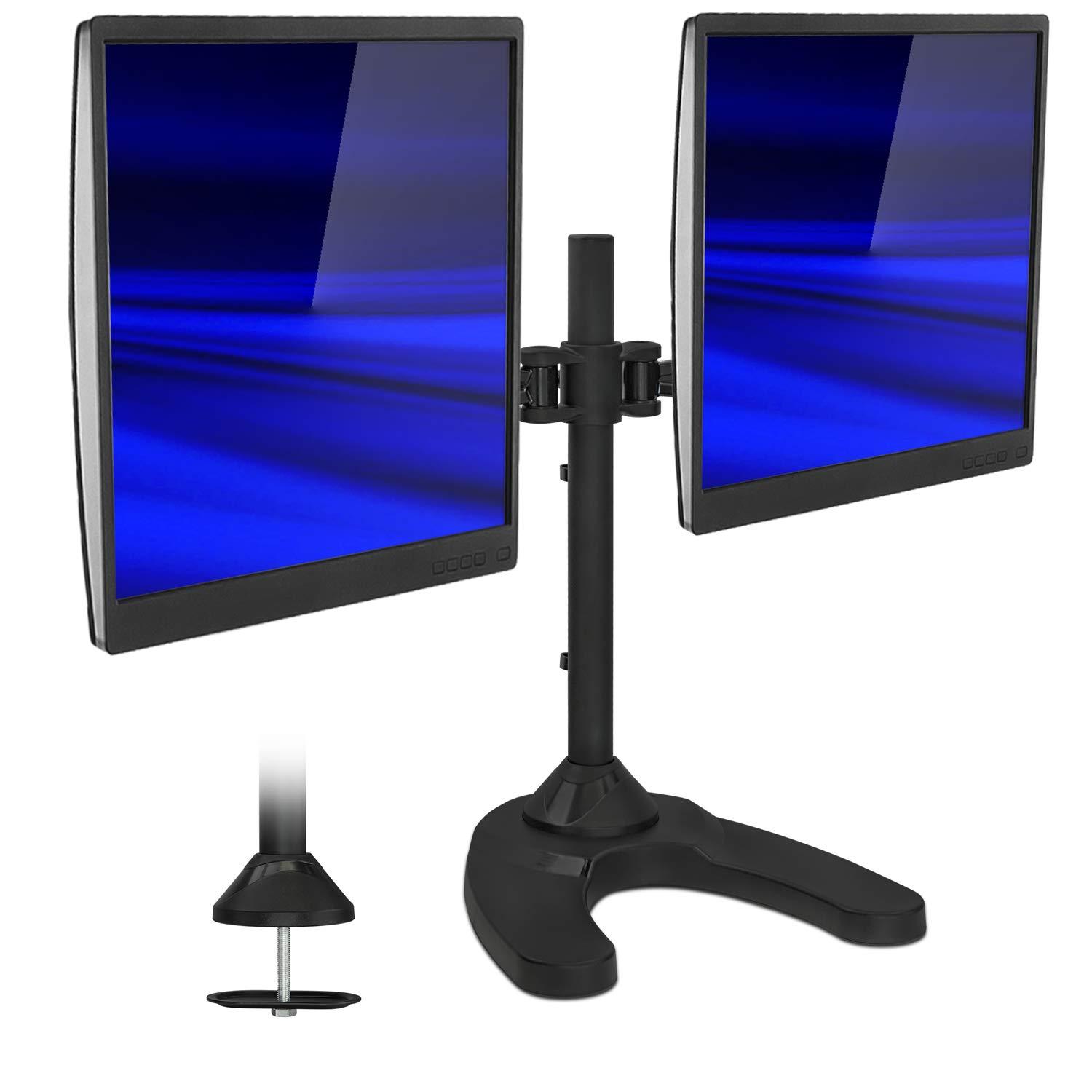 Dual Arm Freestanding Monitor Stand Height Adjustable 2 Screen Desk Mount