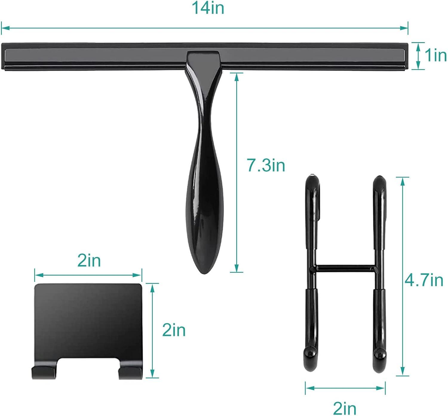 14'' Shower Squeegee, TOOVEM Squeegee for Shower Glass Door for Glass Doors, Windows, Bathroom, Car Windshield, Black