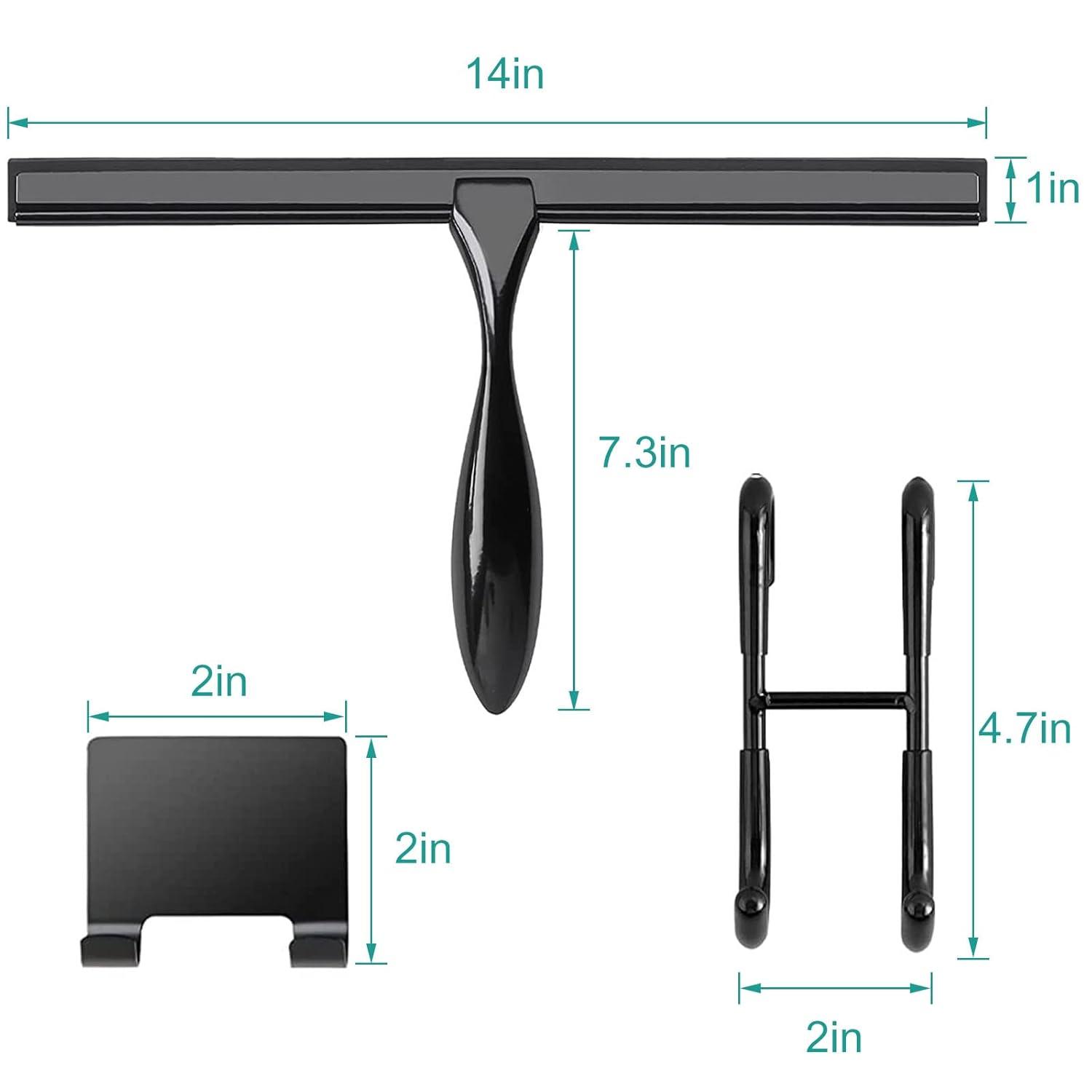 14'' Shower Squeegee, TOOVEM Squeegee for Shower Glass Door for Glass Doors, Windows, Bathroom, Car Windshield, Black