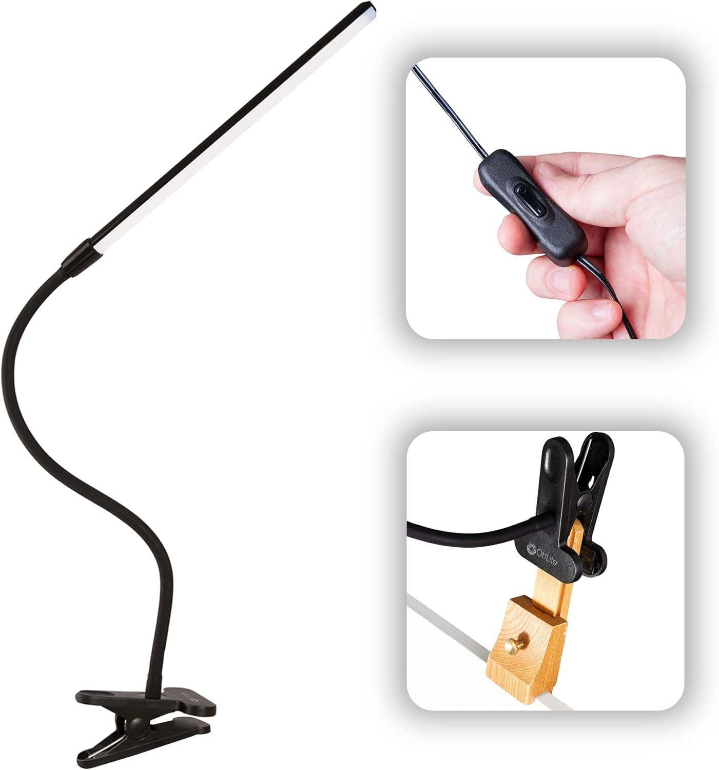 Adjustable Black Clip-On LED Lamp with Flexible Neck