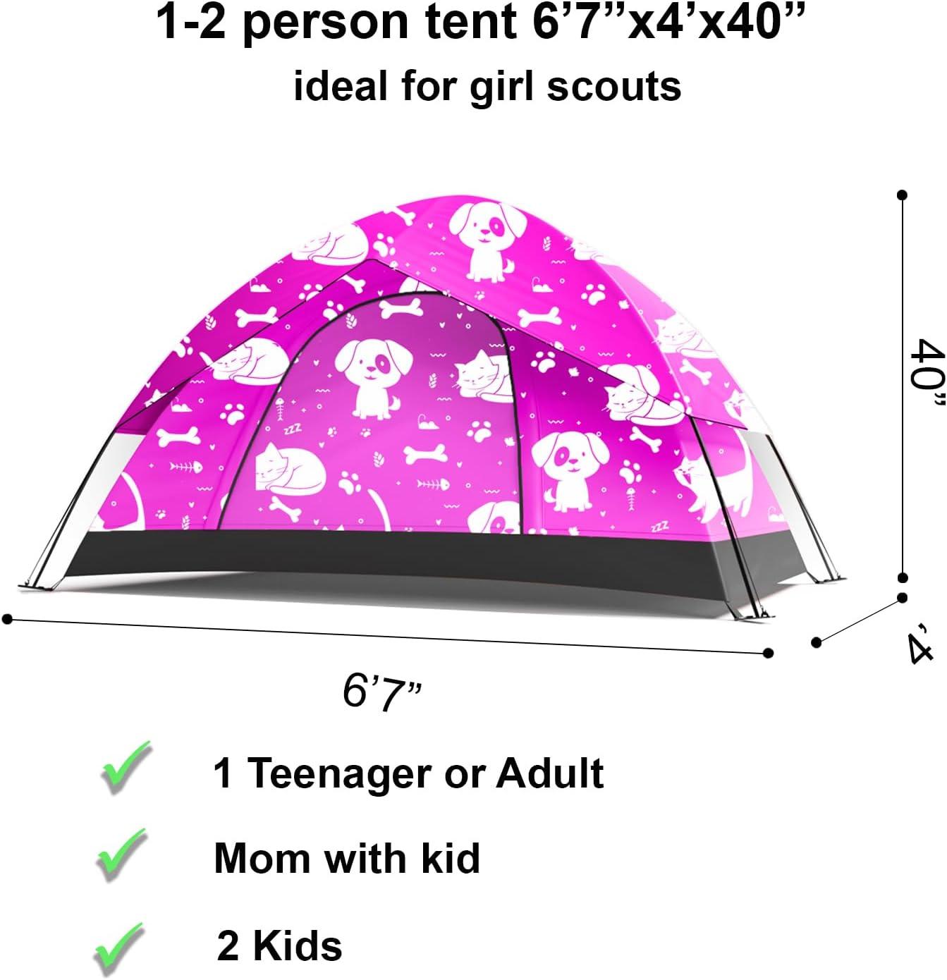 KidzAdventure 2 in 1 Kids Play Tent/Kids Tent for Camping | 1 – 2 Person Backpacking Tent for Kids | Ultralight Indoor & Outdoors Kids Tents – Best Friends Theme