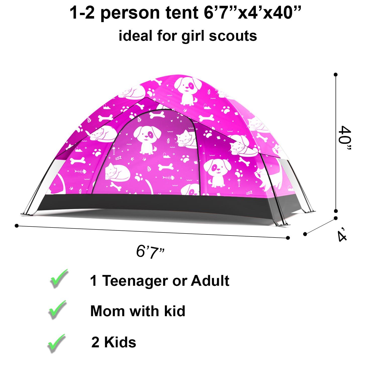 KidzAdventure 2 in 1 Kids Play Tent/Kids Tent for Camping | 1 – 2 Person Backpacking Tent for Kids | Ultralight Indoor & Outdoors Kids Tents – Best Friends Theme