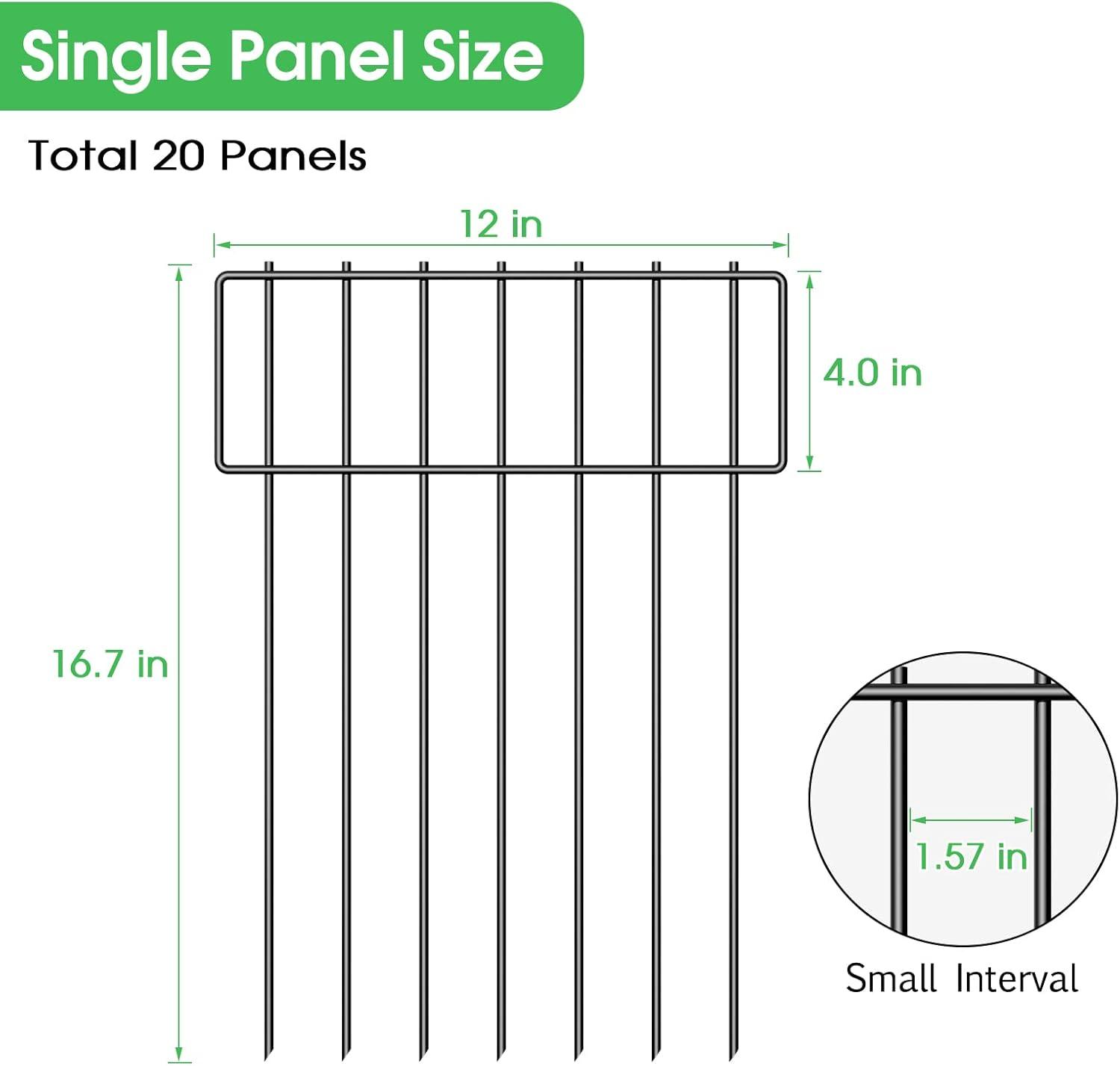 20 Pack Black Metal Garden Border Fence Panels