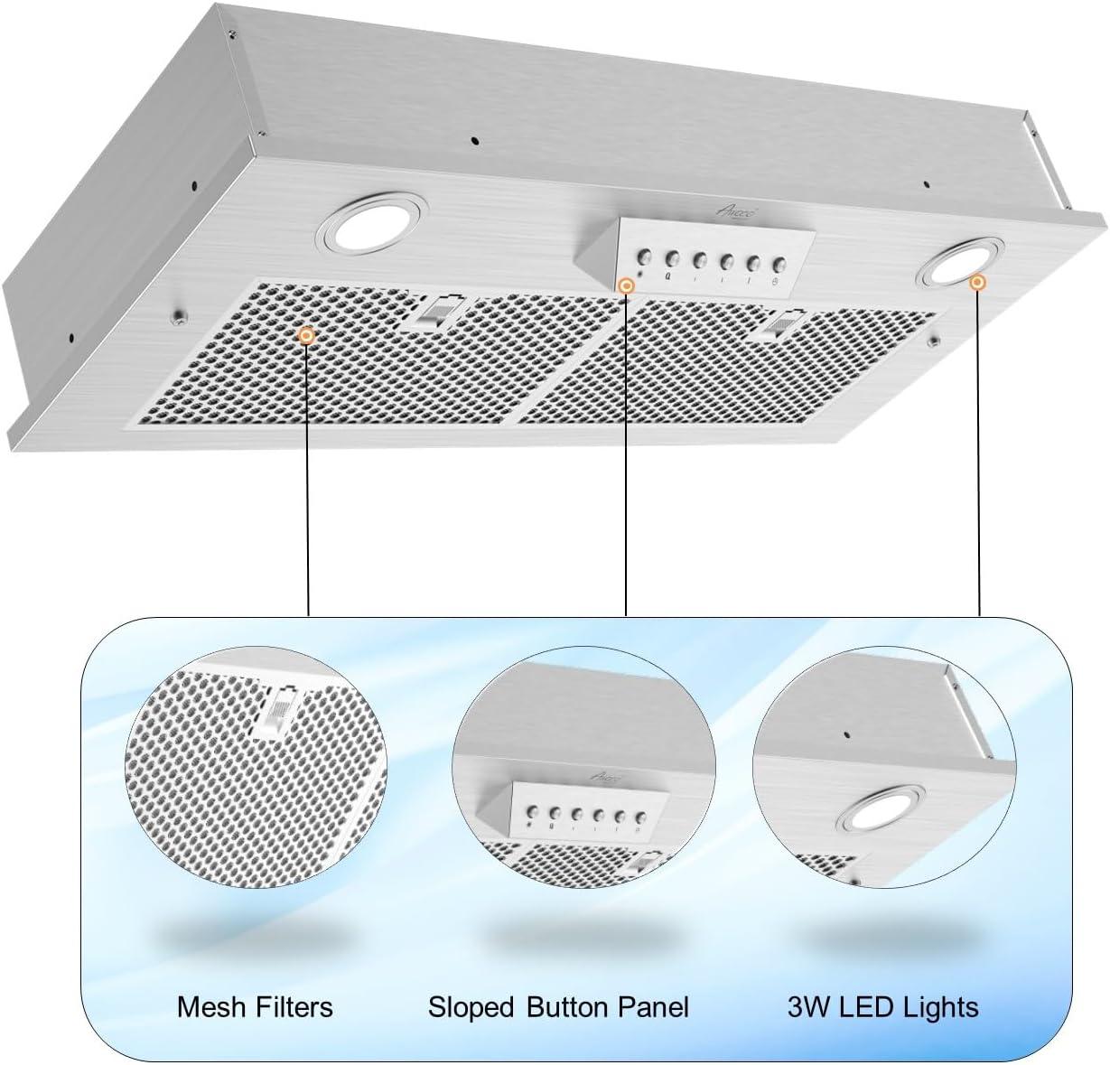 Awoco 30" Stainless Steel 1000 CFM Ducted (Vented) Insert Range Hood with Mesh Filter