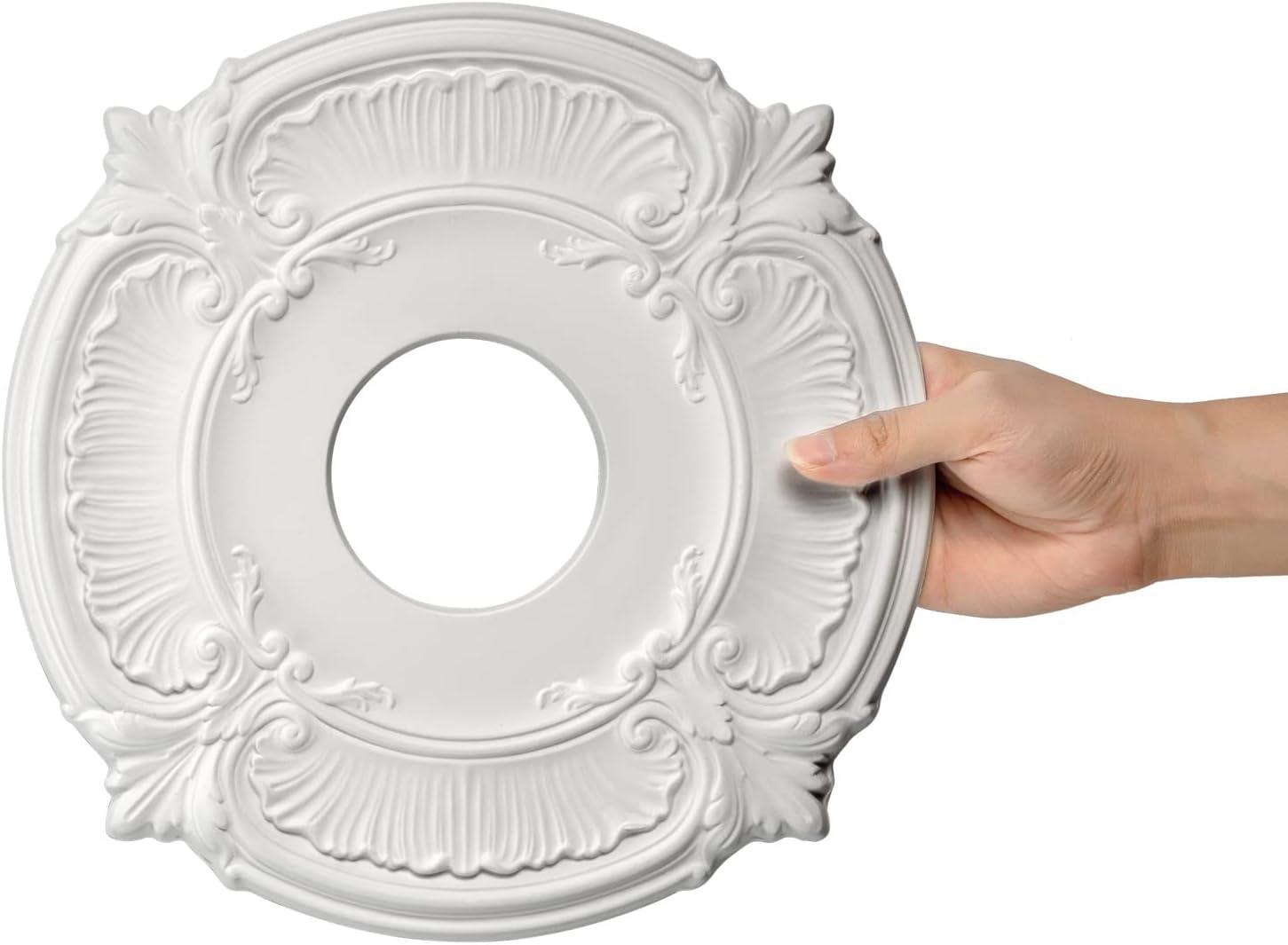 White Ornate Plastic Ceiling Medallion for Light Fixtures