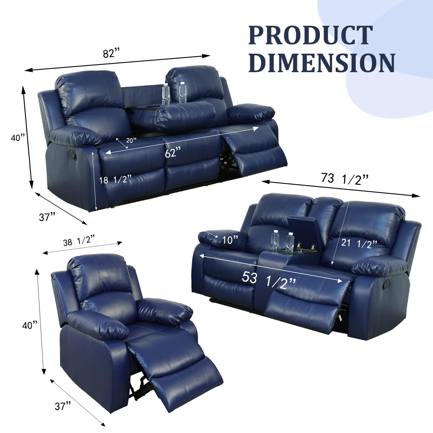 Wade Logan® Branscome 3 Piece Vegan Leather Manual Reclining Living Room Sofa Set