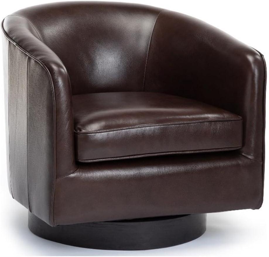 Cathy Leather Swivel Barrel Chair