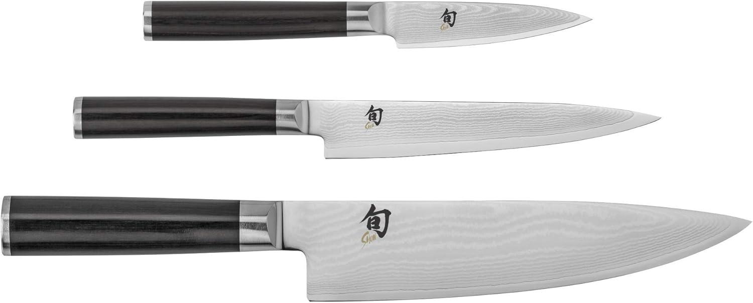 Shun Classic 3-Piece Knife Set with Ebony Handles