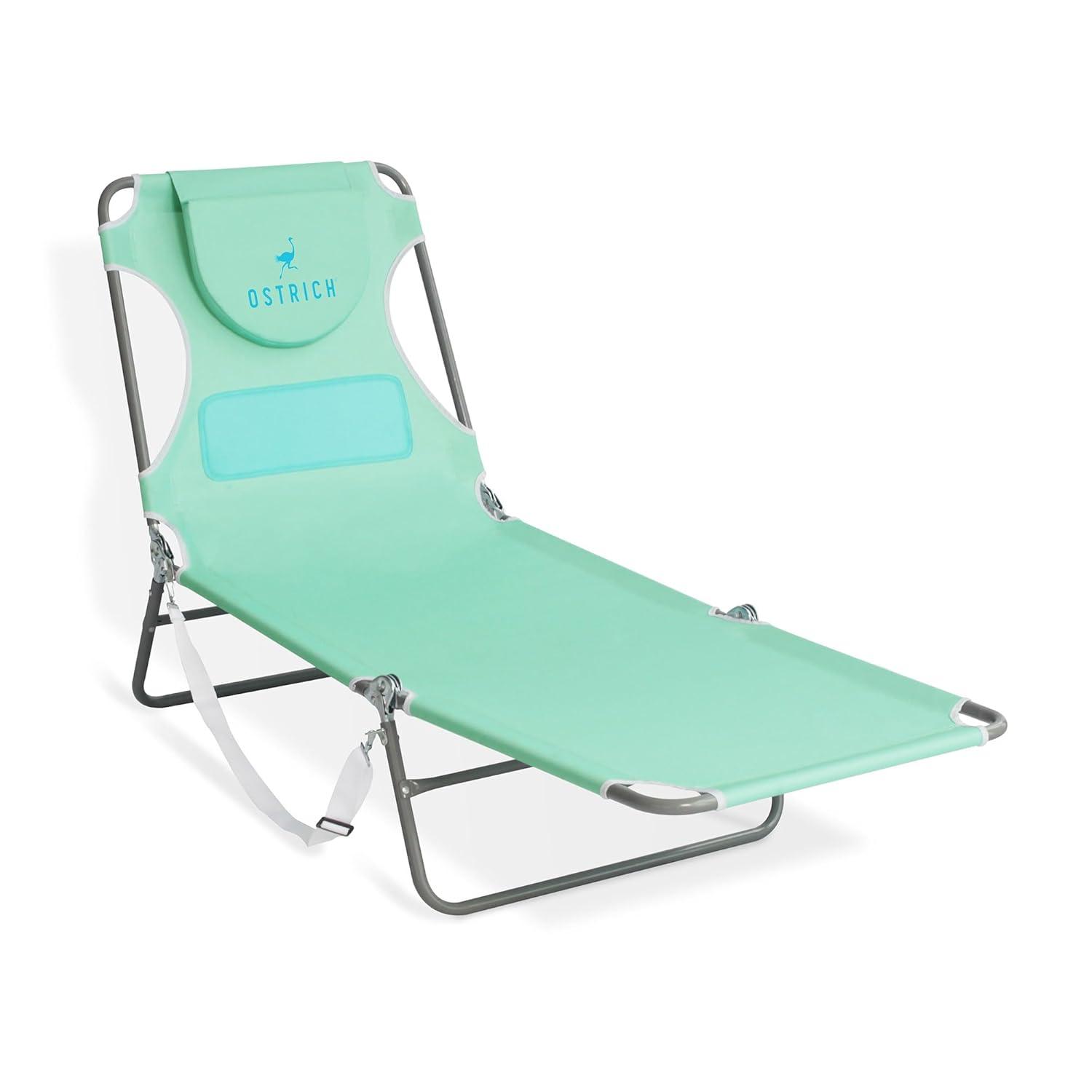 Ostrich Ostrich Chaise Lounge, Portable Facedown Beach Camping Pool Tanning Chair