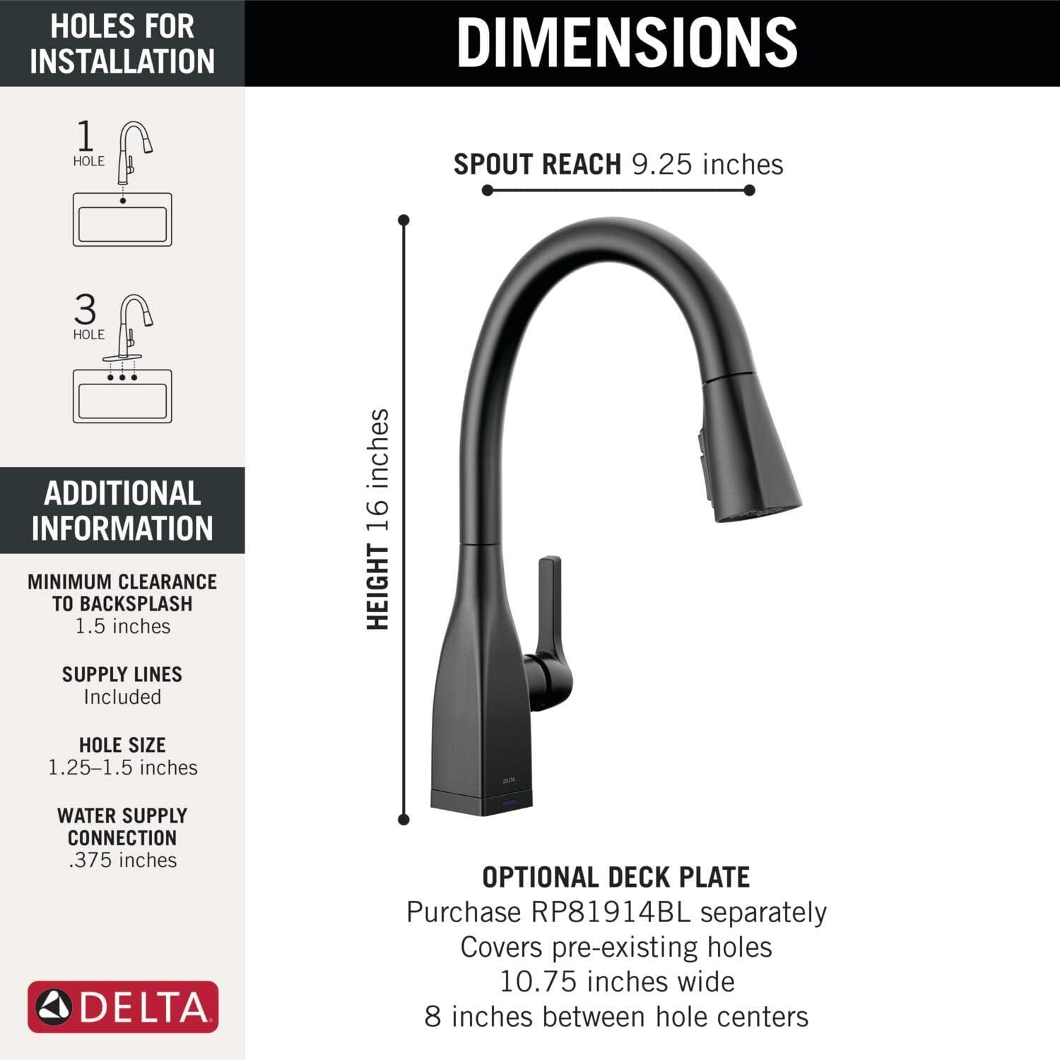 Matte Black Touch2O Pull-Down Kitchen Faucet with Pull-out Spray