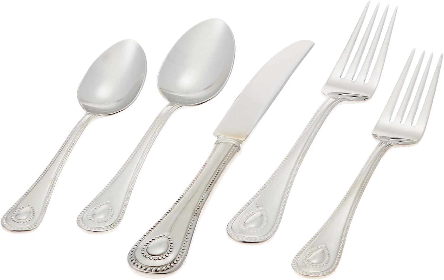 Lenox 65-Piece French Perle Flatware Set, Silver - 829739