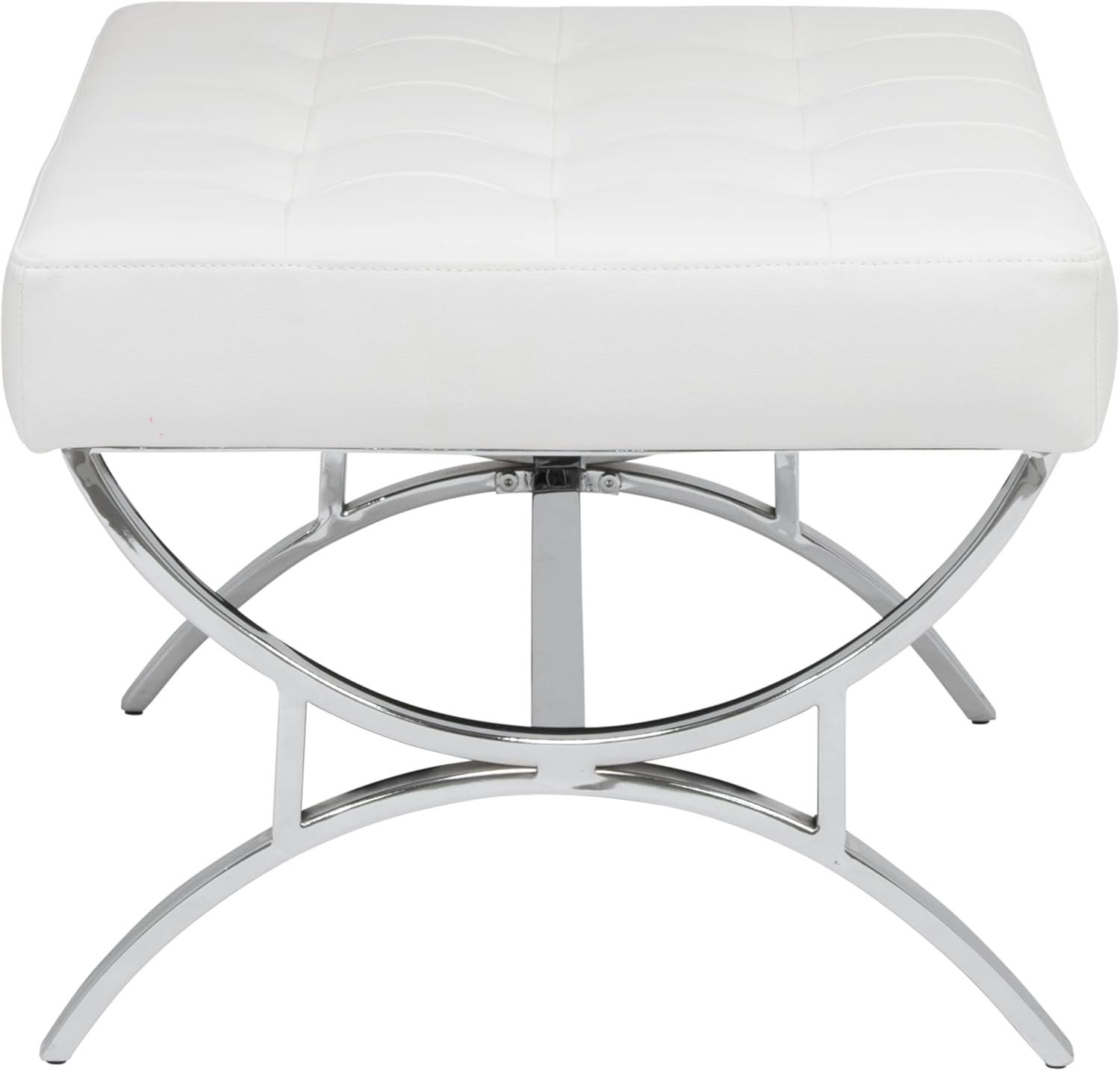 studio designs Newel Modern Square Ottoman Blended Leather and Chrome Metal Frame