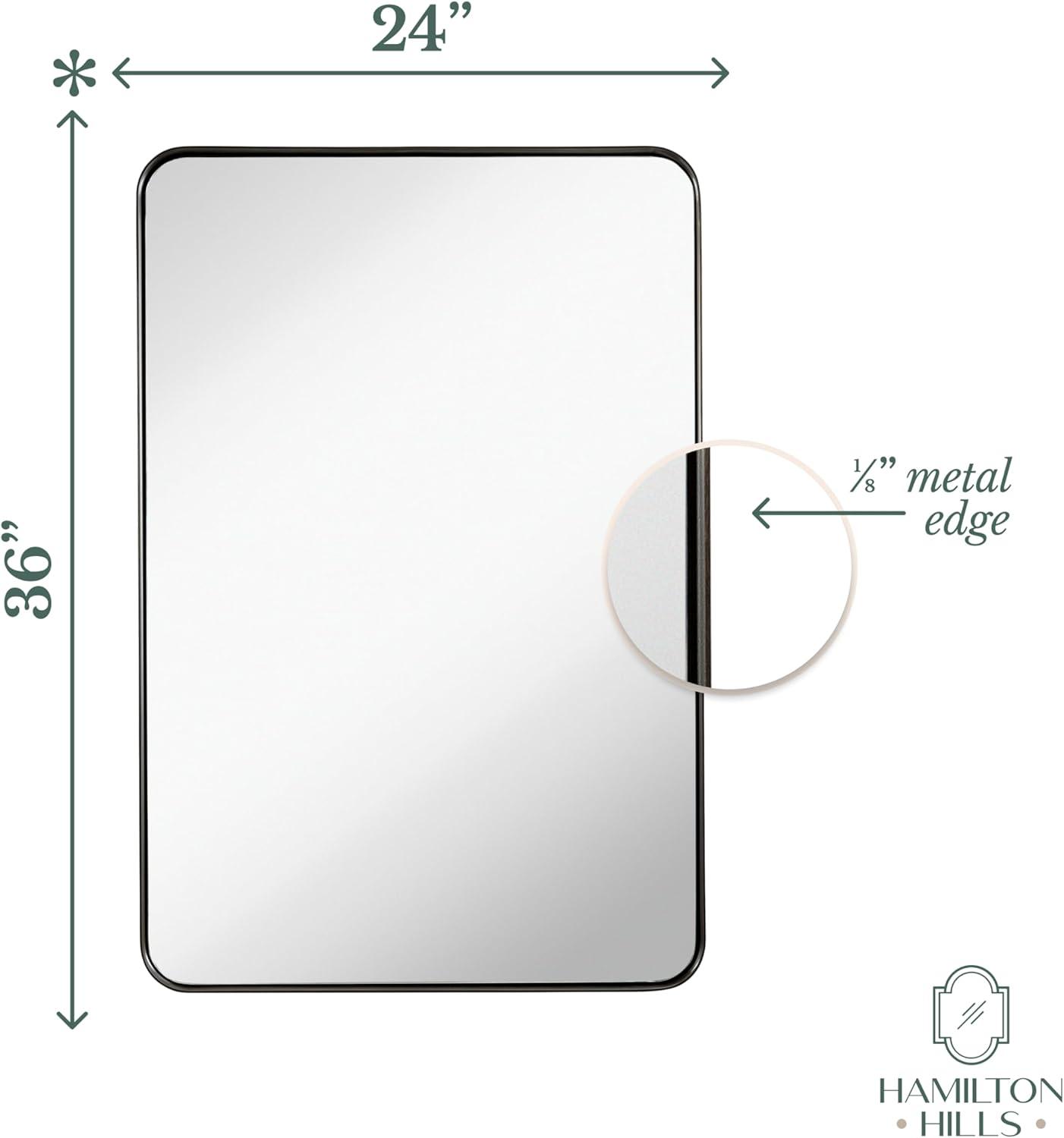 Bronze Rectangular Metal Frame Wall Mirror, 24" x 36"