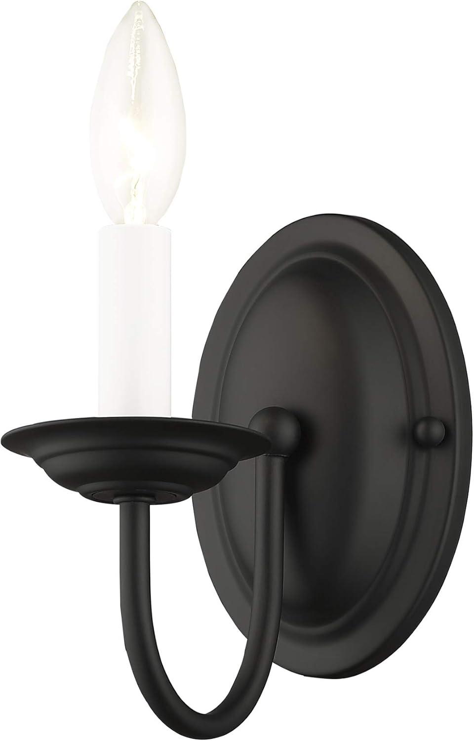 Sleek Black Dimmable Vanity Wall Sconce, Direct Wired, 7" Height