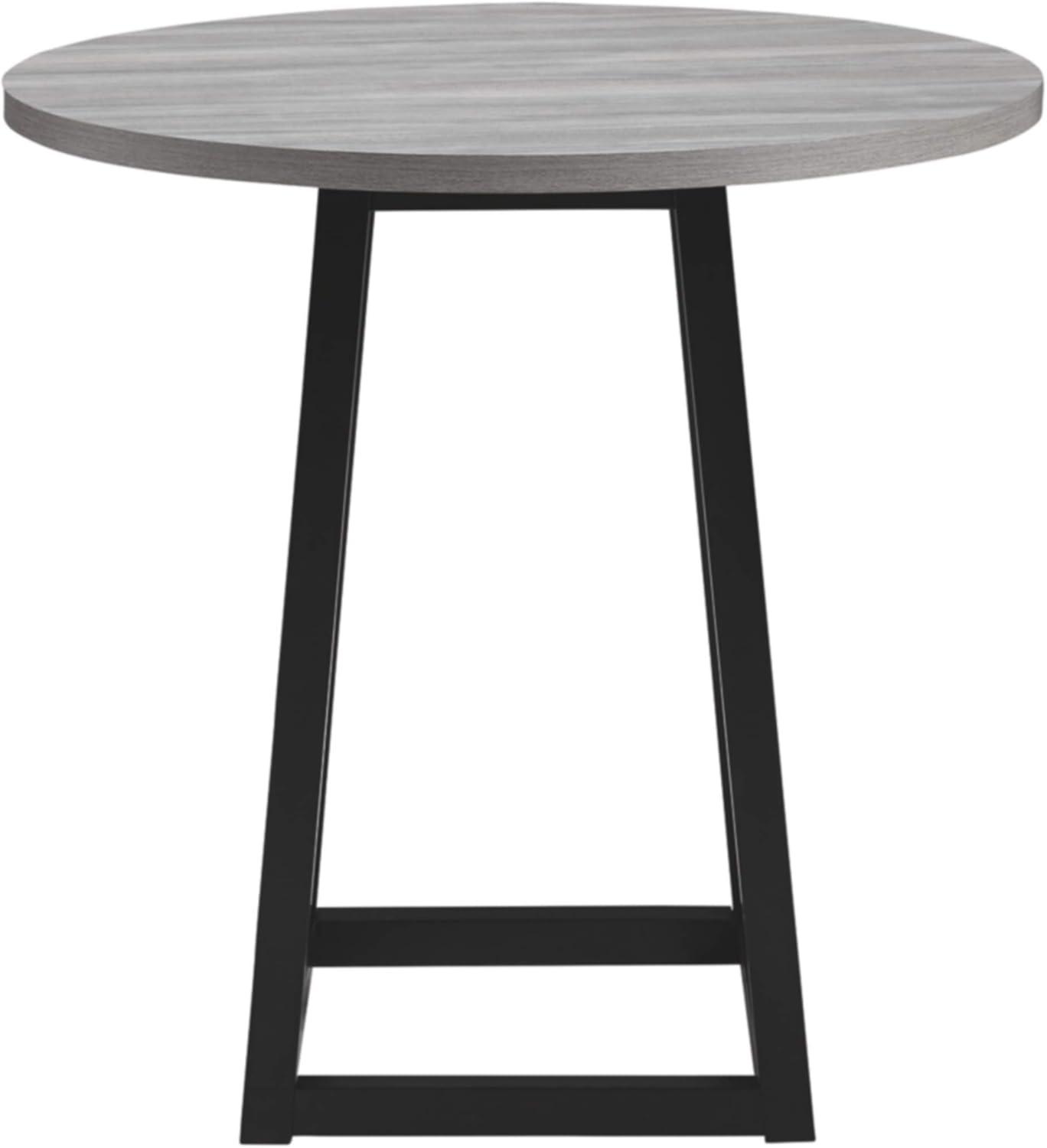 Gray and Black Round Wood Counter Height Dining Table