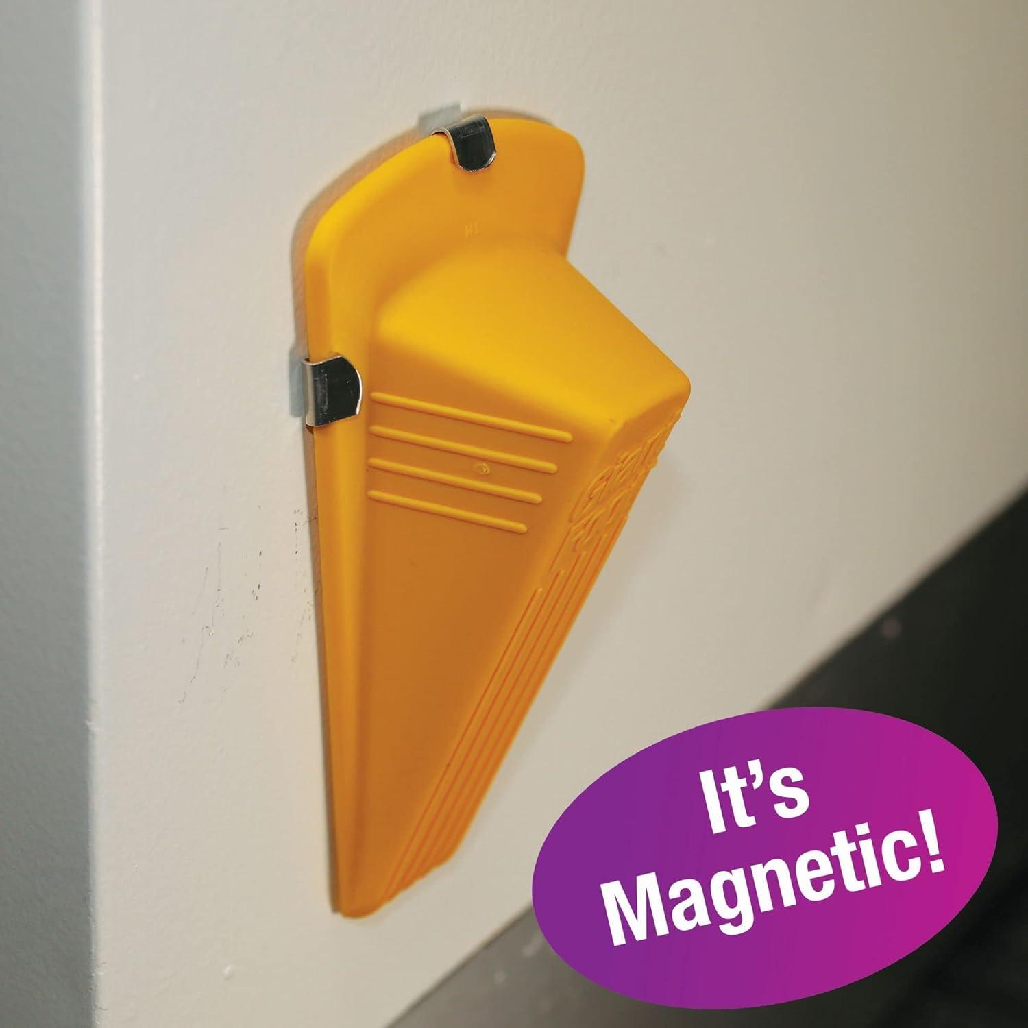 Fluorescent Yellow Magnetic Rubber Doorstop Wedge