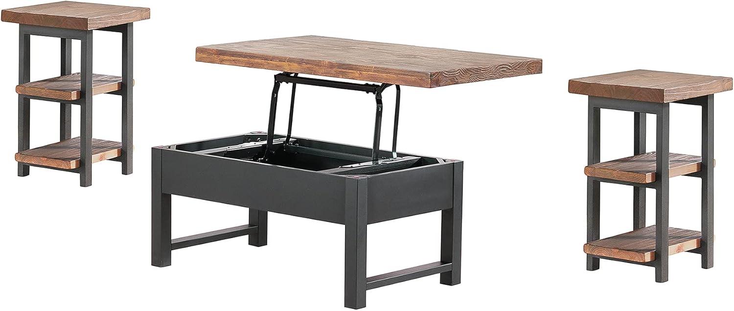 Alaterre Pomona 3-Piece Living Room Set with 42"W Lift Top Coffee Table and Two End Tables with Shelves