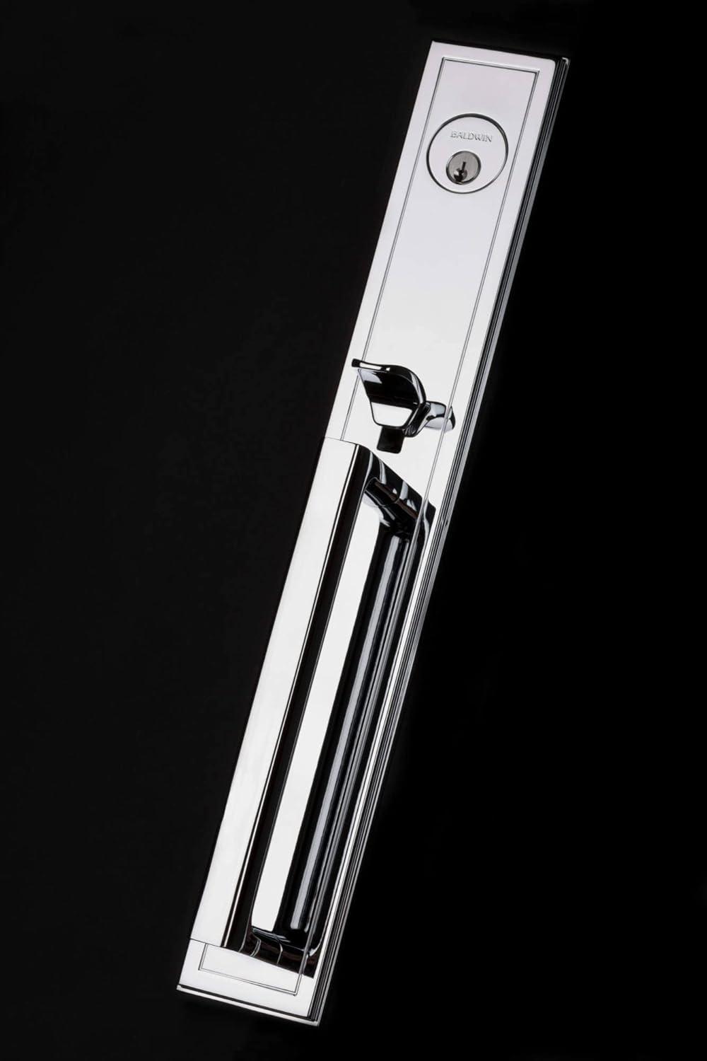 Baldwin 85311.ENTR Hollywood Hills Full Plate Single Cylinder Door Handleset with Interior K008 Knob and Emergency Egress Function - Polished Chrome