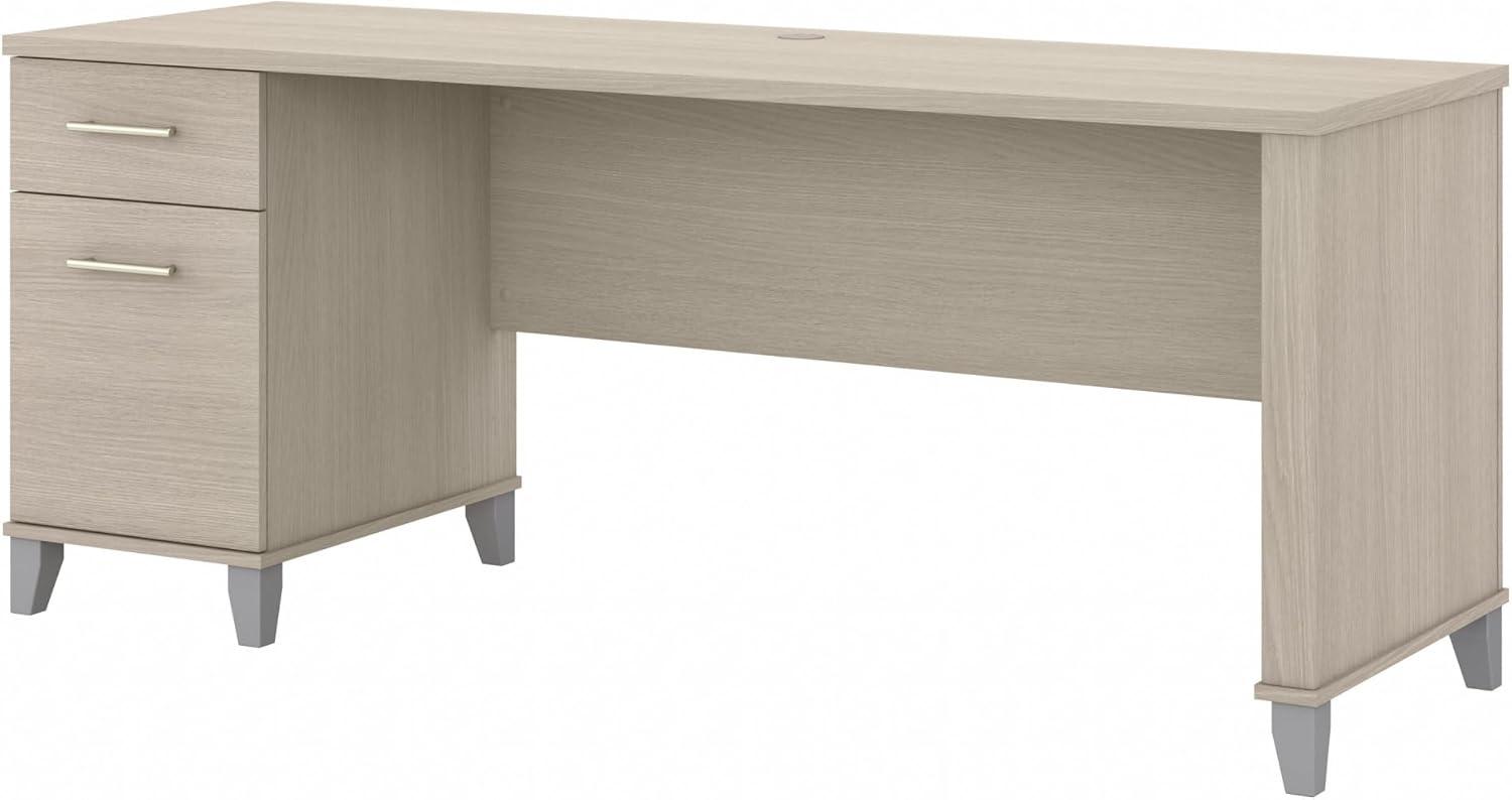 Bush Furniture Somerset 72W Single Pedestal Desk with File Drawer and Box Drawer in Sand Oak