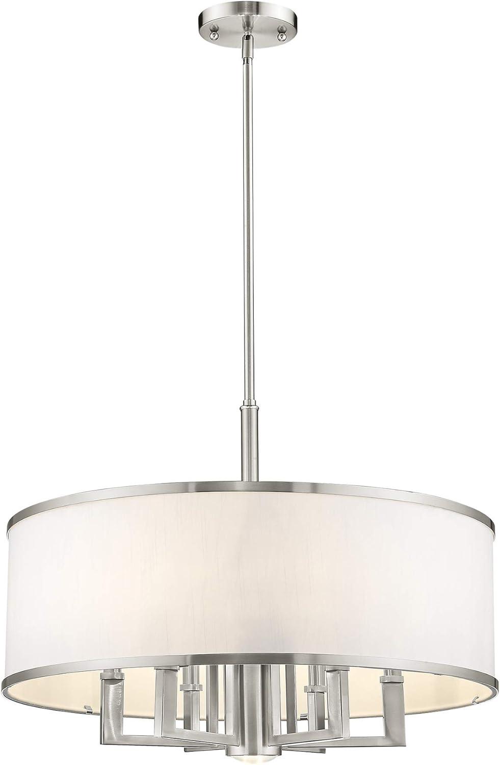 Livex Lighting Park Ridge 24" 7-Light Metal/Fabric Chandelier in Brushed Nickel