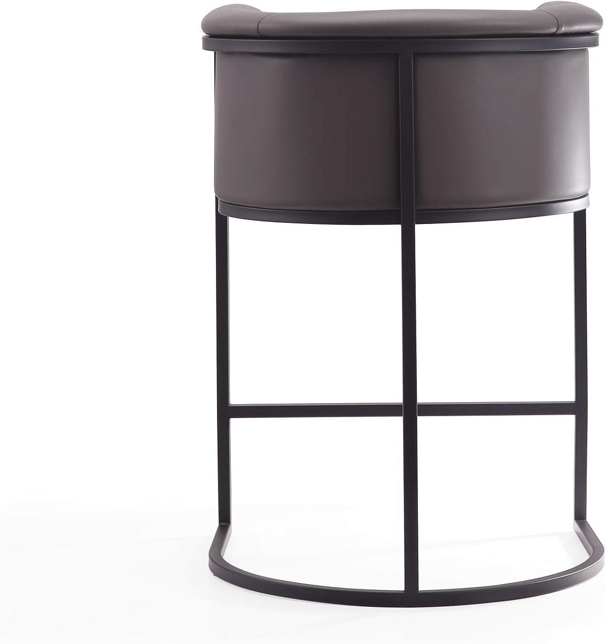 Manhattan Comfort Cosmopolitan Metal Counter Height Barstool Pebble: Upholstered, Low Back, Armrest