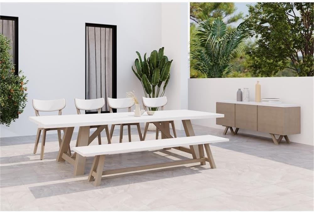 Unique Furniture Mills Rectangular Dining Table Concrete Top in Gray