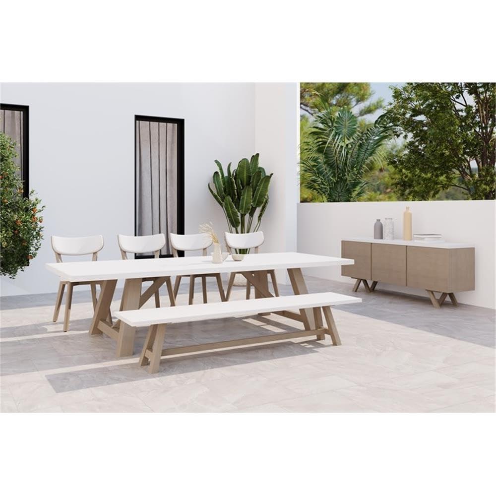 Unique Furniture Mills Rectangular Dining Table Concrete Top in Gray