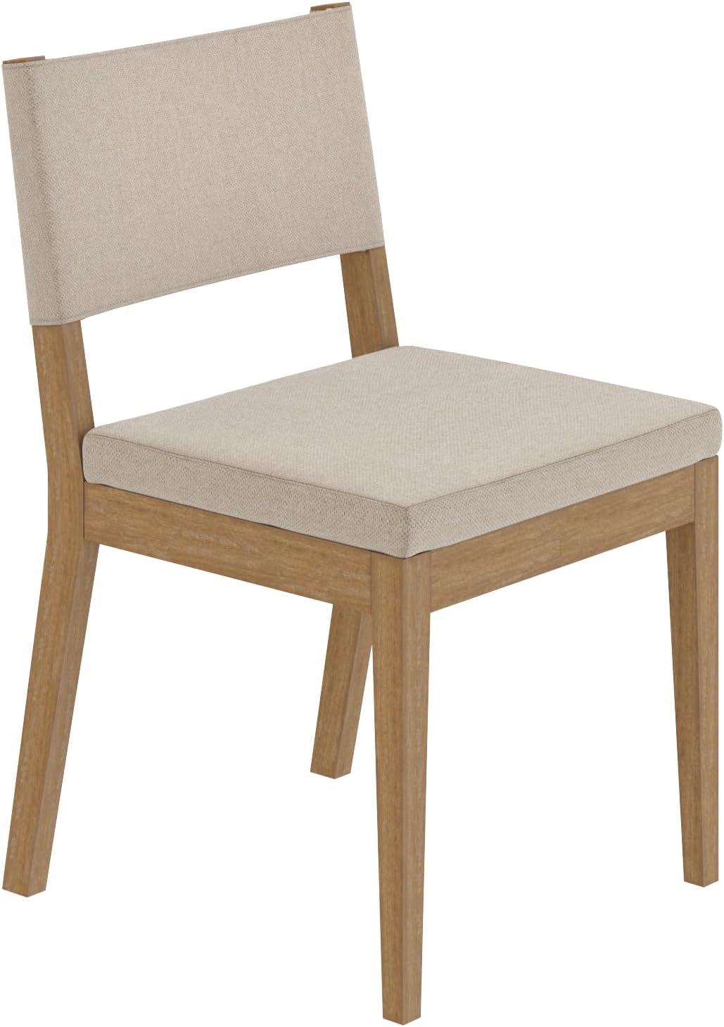 44" Linus Wood Sling Back Chair with Cushion, Flax Upholstery - Nathan James: Easy 20 Min Assembly