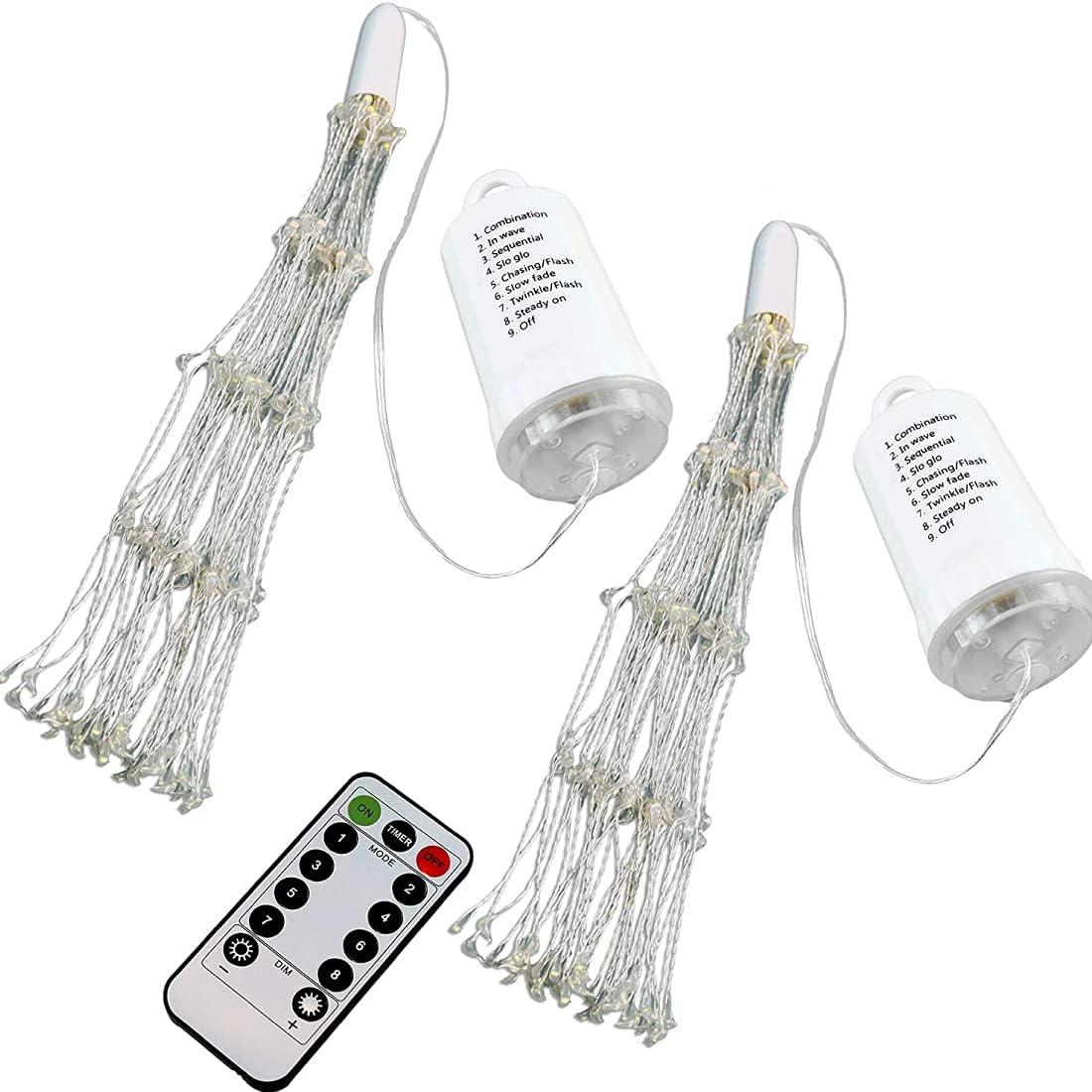 LumaBase Battery Operated Starburst Lights with Remote Control - Set of 2 (White)