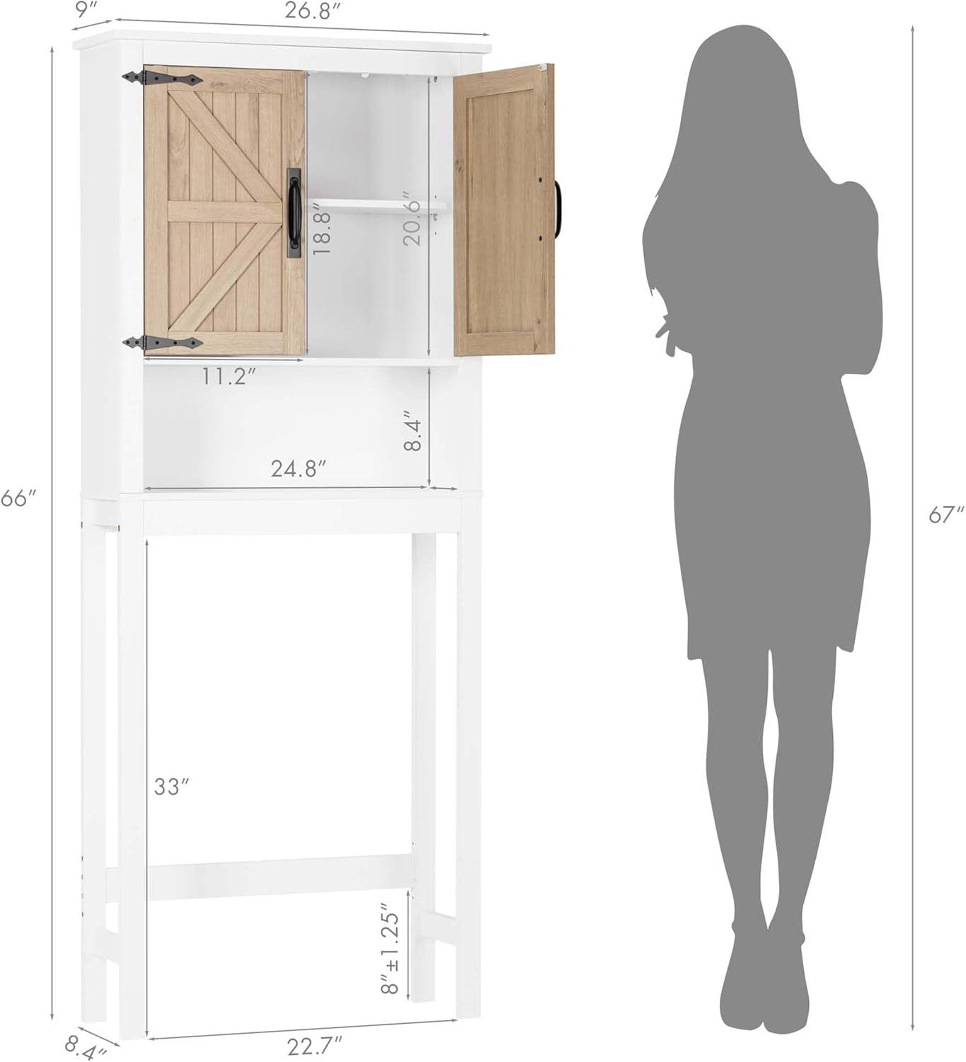 Spirich Home Bathroom Shelf Over The Toilet, Bathroom Cabinet Organizer Over Toilet, Space Saver Cabinet Storage (White)