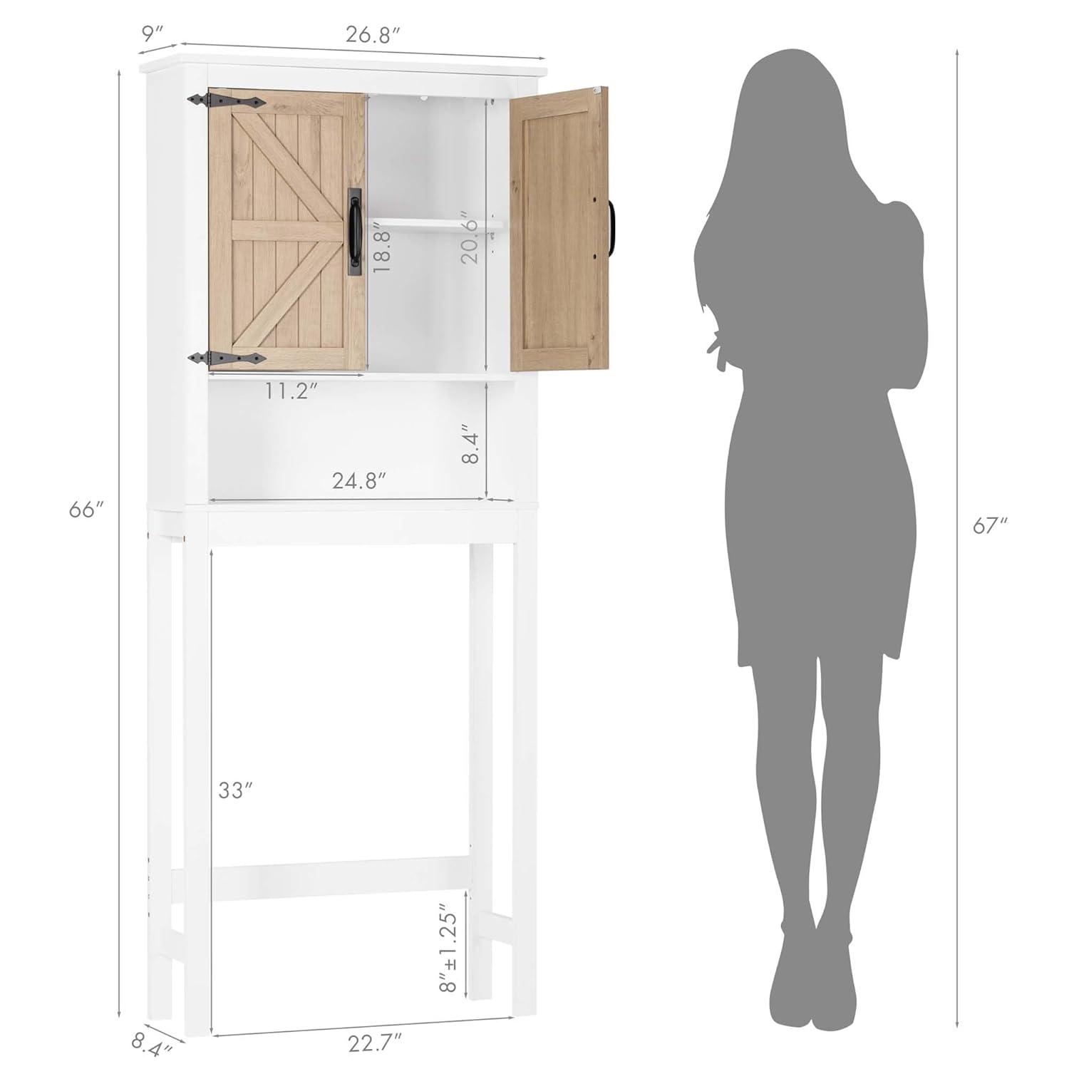 Spirich Home Bathroom Shelf Over The Toilet, Bathroom Cabinet Organizer Over Toilet, Space Saver Cabinet Storage (White)